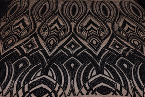 Broderie de lux tip dantela cu strasuri/pietre pretioase B33 - Negru