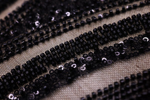 Broderie de lux tip dantela cu strasuri/pietre pretioase B33 - Negru