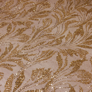 Broderie tip dantela cu perle/margele si paiete A42 - Auriu