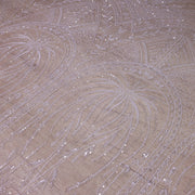 Broderie tip dantela cu margele si paiete C82 - Alb