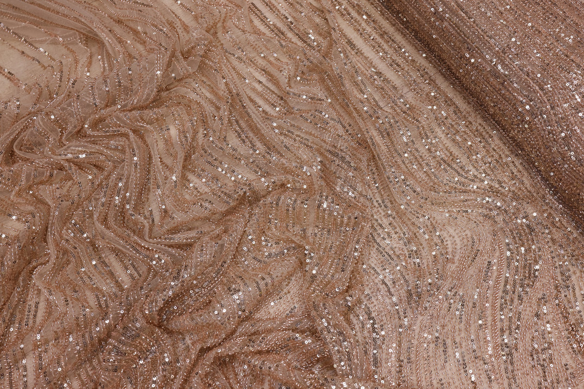Broderie tip dantela cu perle/margele si paiete A63 - Auriu