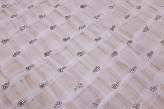 Broderie de lux tip dantela cu pietre pretioase  B89 - Alb.