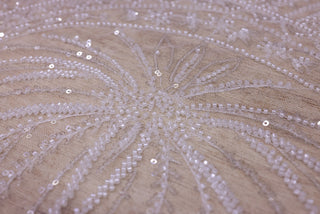 Broderie tip dantela cu margele si paiete C82 - Alb