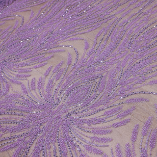 Broderie tip dantela cu perle/margele si paiete B73 - Mov Lila