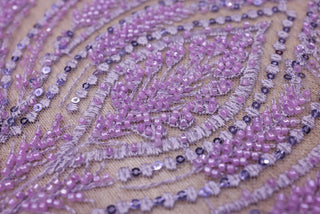 Broderie tip dantela cu perle/margele si paiete B73 - Mov Lila