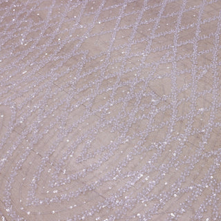 Broderie tip dantela cu margele si paiete C83 - Alb