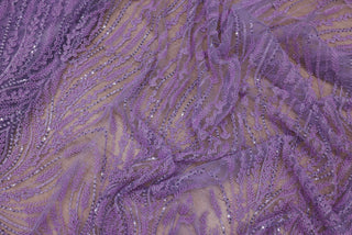 Broderie tip dantela cu perle/margele si paiete B73 - Mov Lila