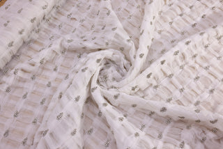 Broderie de lux tip dantela cu pietre pretioase  B89 - Alb.