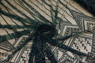 Broderie tip dantela cu perle/margele si paiete A43 - Verde