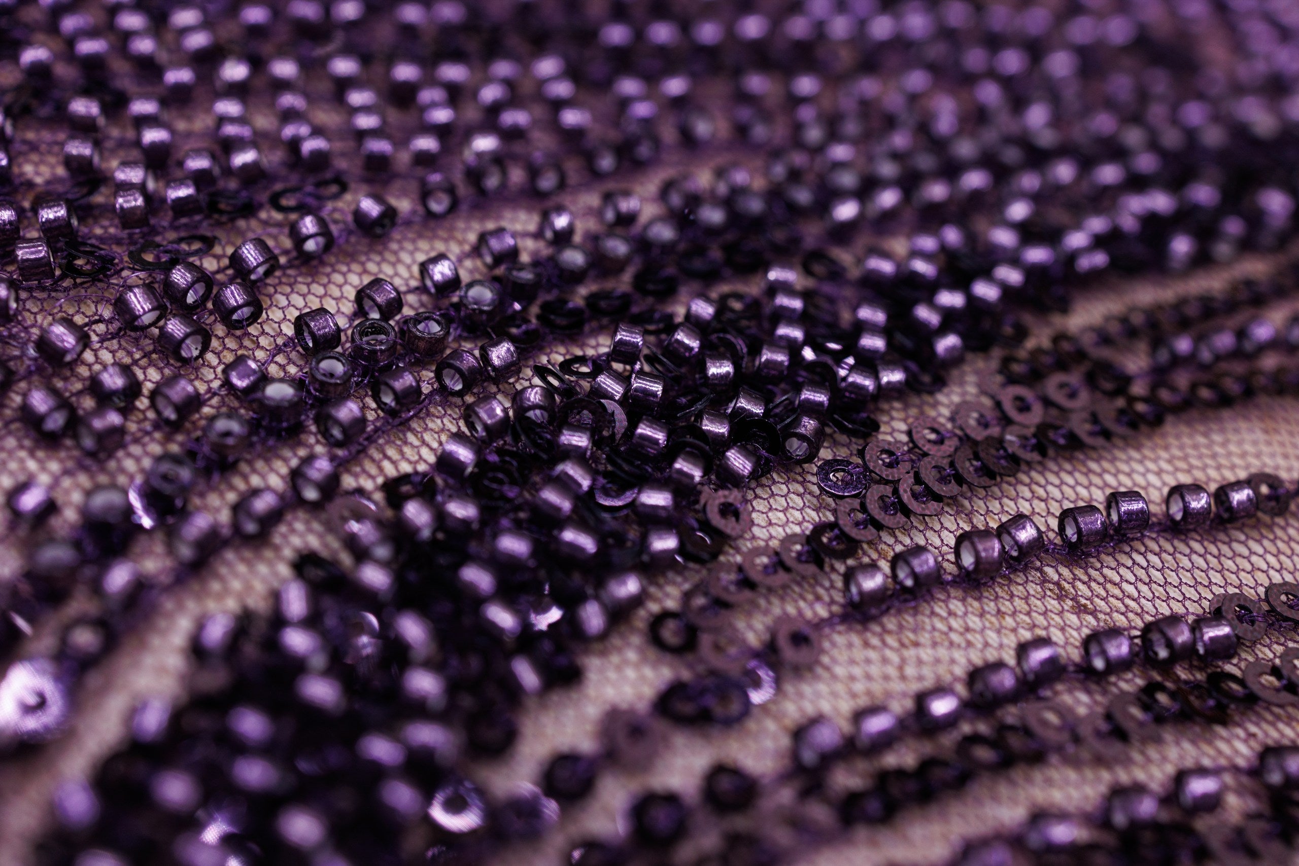 Broderie tip dantela cu perle/margele si paiete A63 - Mov