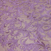 Broderie tip dantela cu perle/margele si paiete B47 - Mov Lila
