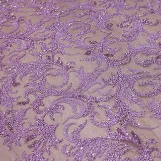 Broderie tip dantela cu perle/margele si paiete B47 - Mov Lila