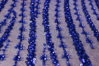 Broderie tip dantela cu perle/margele si paiete A16 - Albastru