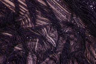 Broderie tip dantela cu perle/margele si paiete A63 - Mov