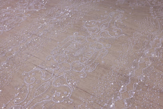 Broderie de lux tip dantela cu margele si payete C84 - Argintiu