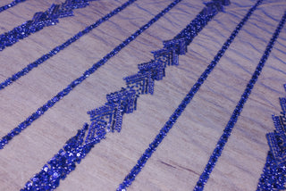 Broderie tip dantela cu perle/margele si paiete A43 - Albastru