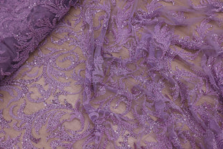 Broderie tip dantela cu perle/margele si paiete B47 - Mov Lila