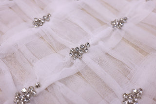 Broderie de lux tip dantela cu pietre pretioase  B89 - Alb.