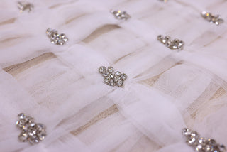 Broderie de lux tip dantela cu pietre pretioase  B89 - Alb.