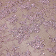 Broderie tip dantela cu perle/margele si paiete B75 - Roz