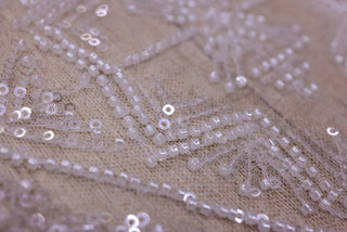 Broderie de lux tip dantela cu margele si payete C84 - Argintiu