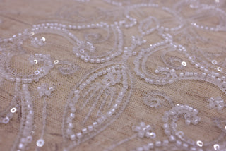 Broderie de lux tip dantela cu margele si payete C84 - Argintiu