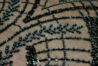 Broderie tip dantela cu perle/margele si paiete A17 - Verde