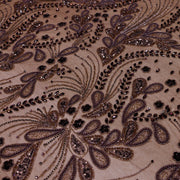 Broderie de lux tip dantela cu strasuri/pietre pretioase  D73 - Maro