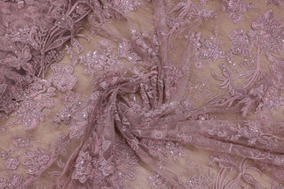 Broderie tip dantela cu perle/margele si paiete B75 - Roz