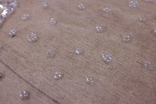 Broderie de lux tip dantela cu flori 3D, margele si paiete  B90 - Alb.