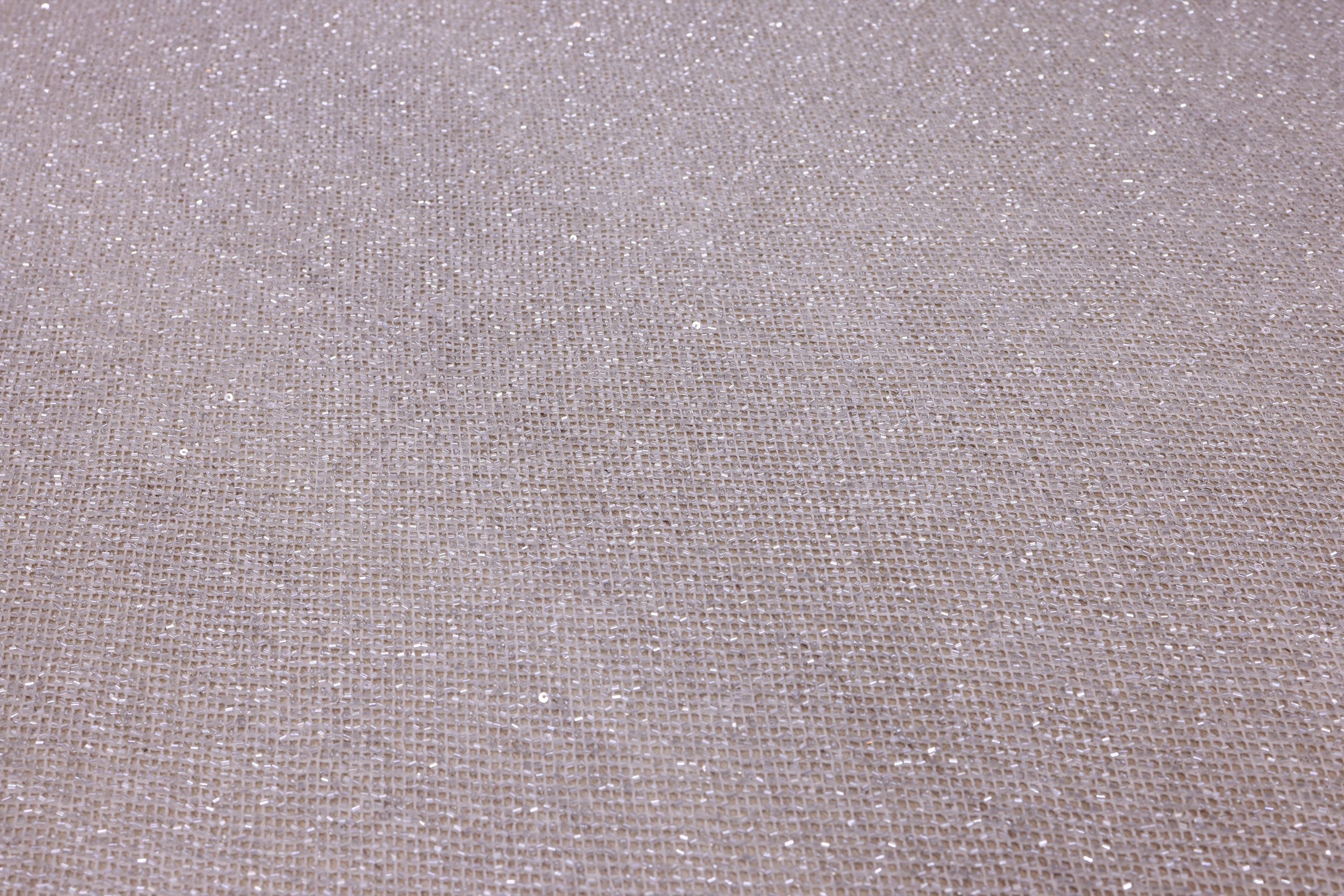 Broderie de lux tip plasa cu margele si paiete cusute manual  C8 - Argintiu