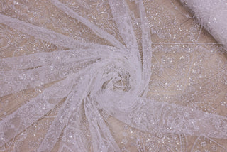 Broderie de lux tip dantela cu margele si payete C84 - Argintiu