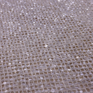 Broderie de lux tip plasa cu margele si paiete cusute manual  C8 - Argintiu
