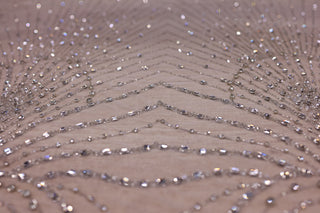 Broderie de lux tip dantela lucrata manual cu crystale C59 - Alb Ivory