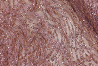 Broderie de lux tip dantela cu strasuri/pietre pretioase  D82 - Roz Prafuit