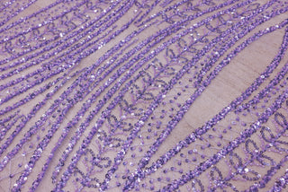 Broderie tip dantela cu perle/margele si paiete A36 - Mov Lila