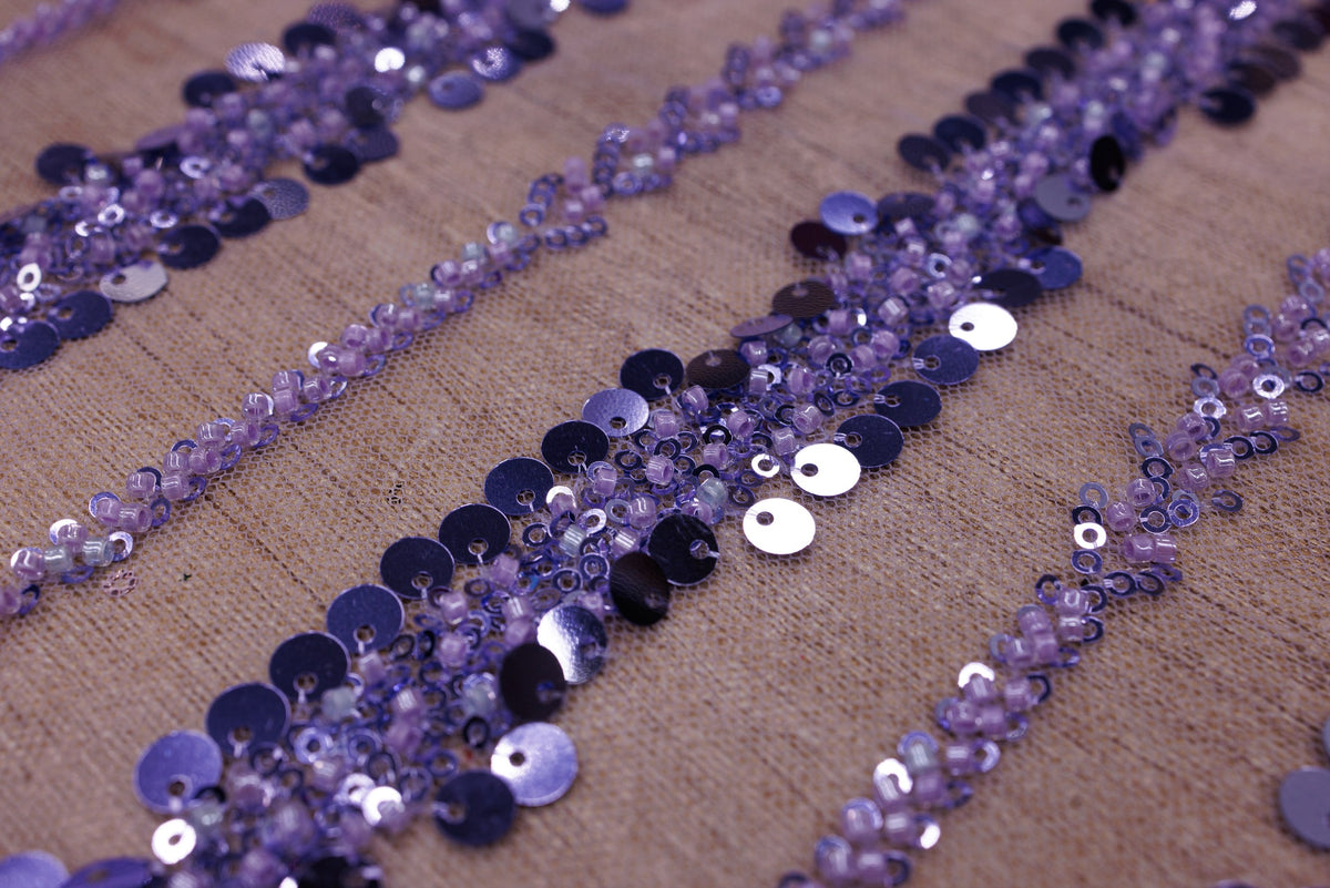 Broderie tip dantela cu perle/margele si paiete A18 - Mov