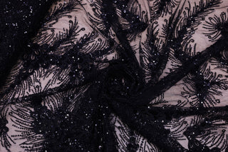 Broderie tip dantela cu perle/margele si paiete B29 - Negru