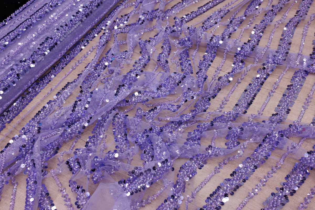 Broderie tip dantela cu perle/margele si paiete A18 - Mov