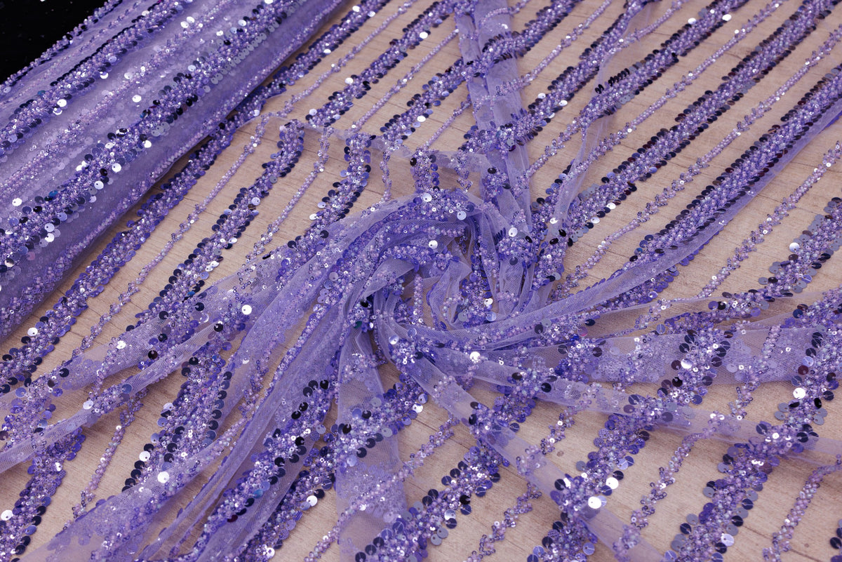Broderie tip dantela cu perle/margele si paiete A18 - Mov