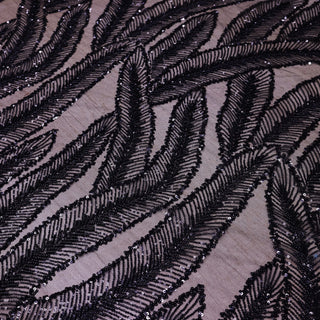 Broderie tip dantela cu perle/margele si paiete B17 - Negru