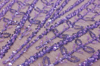 Broderie tip dantela cu perle/margele si paiete A36 - Mov Lila