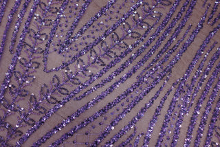 Broderie tip dantela cu perle/margele si paiete A36 - Mov Lila