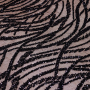 Broderie de lux tip dantela cu paiette  D82 - Negru