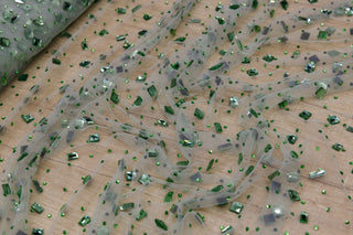 Tulle accesorizat cu pietre si cristale T3 - Verde