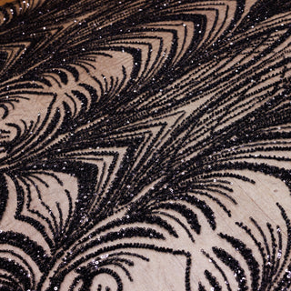 Broderie tip dantela cu perle/margele si paiete A48 - Negru