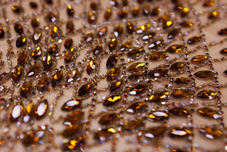 Broderie de lux tip dantela cu strasuri/pietre pretioase  D75 - Maro