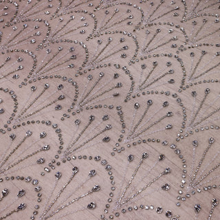 Broderie de lux tip dantela lucrata manual cu crystale C63 - Alb Ivory