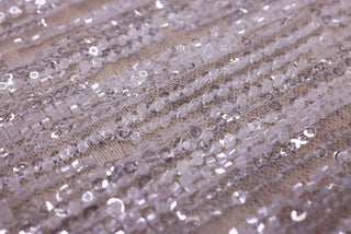 Broderie de lux tip dantela cu margele si paiete  C12 - Alb