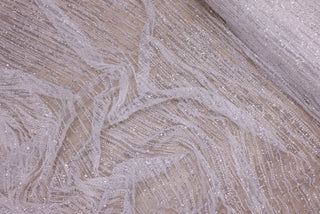 Broderie de lux tip dantela cu margele si paiete  C12 - Alb